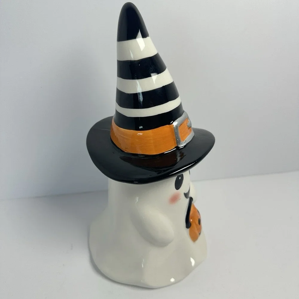 Ceramic Ghost Halloween Tabletop Decor Witch Hat Pumpkin Fall Spooky Figurine
